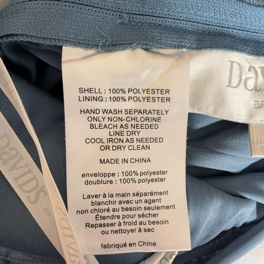 David's Bridal Dress Girls 10 Steel Blue Y Neck Mesh Maxi Formal NWT $99 Gown - Picture 7 of 15
